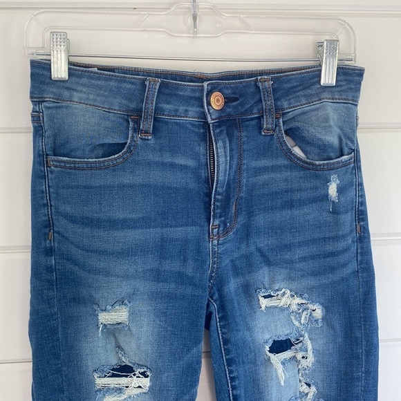 American Eagle Outfitters Super Stretch Ripped Hi-Rise Jeggings | US 4 Short - Picture 4 of 11